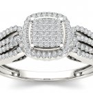 10k White Gold 0.35 Ct Round Cut Diamond Halo Cluster Engagement Ring HI I2 10k White Gold 0.35 Ct Round Cut Diamond Halo Cluster Engagement Ring HI I2