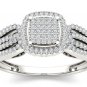 10k White Gold 0.35 Ct Round Cut Diamond Halo Cluster Engagement Ring HI I2