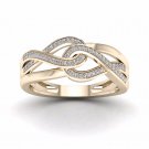 10k Yellow Gold 0.15 Ct Diamond Two Interlocking Ribbons Fashion Engagement Ring