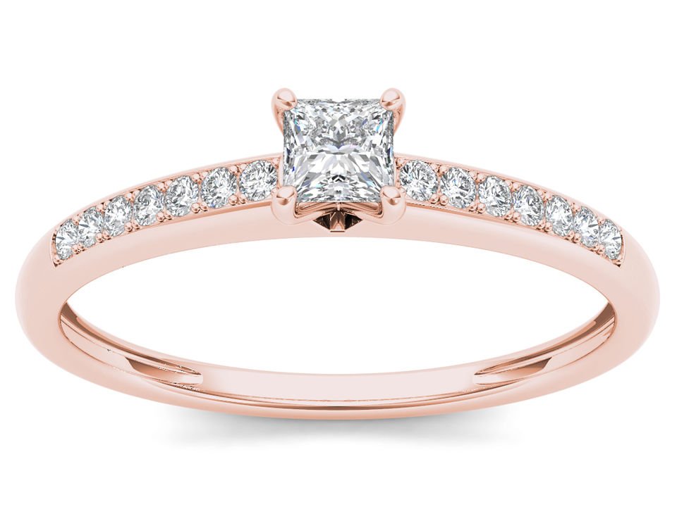 10k Rose Gold 0.25 Princess Cut Diamond Classic Engagement Wedding Ring HI I2