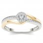 Solid 10k Yellow Two-Tone White Gold 0.25 Ct Diamond Halo Engagement Ring HI I2