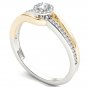 Solid 10k Yellow Two-Tone White Gold 0.25 Ct Diamond Halo Engagement Ring HI I2