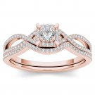 14k Rose Gold 0.37 Ct Natural Round Diamond Halo Wedding Engagment Ring HI I2 14k Rose Gold 0.37 Ct Natural Round Diamond Halo Wedding Engagment Ring HI I2