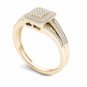 10k Yellow Gold 0.15 Ct Diamond Split Shank Double Halo Engagement Ring HI I2