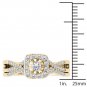 10k Yellow Gold 0.40 Ct Round Cut Diamond Halo Engagement Ring Set HI I2 Size 7