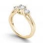 Genuine 14K Yellow Gold 1 Ct Round Cut Diamond Three Stone Engagement Ring HI I2