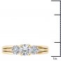 Genuine 14K Yellow Gold 1 Ct Round Cut Diamond Three Stone Engagement Ring HI I2