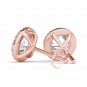 1.00 Ct Natural Round Cut Diamond Halo Stud Earrings in 10k Rose Gold