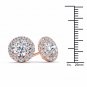1.00 Ct Natural Round Cut Diamond Halo Stud Earrings in 10k Rose Gold