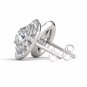 0.75 Ct Natural Round Cut Diamond  Halo Stud Earrings in 10k White Gold