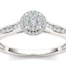 10k Solid White Gold 0.25 Ct Round Cut Diamond Halo Engagement Ring HI I2 10k Solid White Gold 0.25 Ct Round Cut Diamond Halo Engagement Ring HI I2