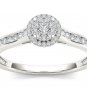 10k Solid White Gold 0.25 Ct Round Cut Diamond Halo Engagement Ring HI I2