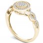 Genuine 10k Yellow Gold 0.20 Ct Round Cut Diamond Halo Engagement Ring HI I2