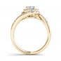 14K Yellow Gold 1.00 Ct Round Cut Diamond Bypass Single Halo Engagement Ring HI