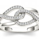 10k White Gold 0.15 Ct Diamond Two Interlocking Ribbons Fashion Engagement Ring 10k White Gold 0.15 Ct Diamond Two Interlocking Ribbons Fashion Engagement Ring