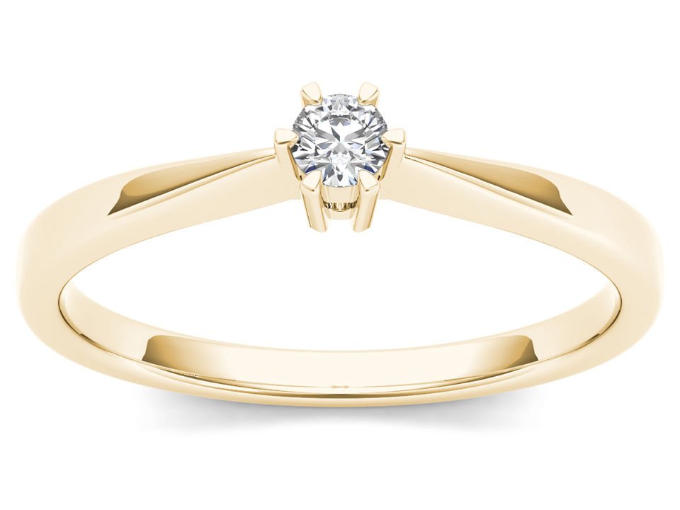 10k Yellow Gold 0.1 Ct Round Cut Diamond Solitaire Engagement Ring HI I2 Size 7