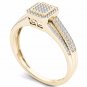 10k Yellow Gold 0.25 Ct Round Cut Diamond Ring Cluster Halo Engagement Ring