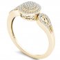 10k Yellow Gold 0.2 Ct Natural Round Cut Diamond Double Halo Engagement Ring