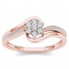 10k Rose Gold 0.25 Ct Diamond Bypass Flower Bypass Engagement Fashion Ring HI I2