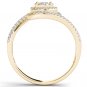 10k Yellow Gold 0.33 Ct Round Cut Diamond Bypass Cluster Halo Engagement Ring