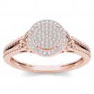 10k Rose Gold 0.15 Ct Round Cut Diamond Split Shank Cluster Halo Engagement Ring