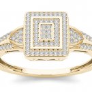 Natural 10k Yellow Gold 0.25 Ct Round Cut Diamond Halo Engagement Wedding Ring Natural 10k Yellow Gold 0.25 Ct Round Cut Diamond Halo Engagement Wedding Ring