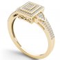 Natural 10k Yellow Gold 0.25 Ct Round Cut Diamond Halo Engagement Wedding Ring