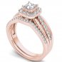 14k Rose Gold 0.62Ct Natural Diamond Princess Cut Single Halo Engagement Ring I2