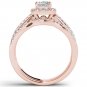 14k Rose Gold 0.62Ct Natural Diamond Princess Cut Single Halo Engagement Ring I2
