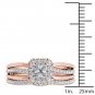 14k Rose Gold 0.62Ct Natural Diamond Princess Cut Single Halo Engagement Ring I2