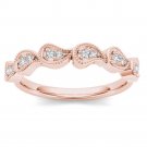 Genuine 10K Rose Gold 0.08 Ct Brillant Round Cut Diamond  Wedding Band