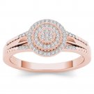 14k Natural Rose Gold 0.15 Ct Round Diamond Halo Engagement Fashion Ring HI I2 14k Natural Rose Gold 0.15 Ct Round Diamond Halo Engagement Fashion Ring HI I2