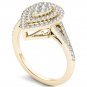 Genuine 14K Yellow Gold 0.51 Ct Round Cut Diamond Pear Shaped Engagement Ring