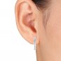 Solid 10k White Gold 0.33 Ct Natural Round Cut Diamond Hoop Earrings HI I2