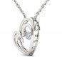 Solid 10k White Gold 0.04 Ct Round Cut Diamond Heart Beat Pendant Necklace HI I2