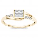 14k Yellow Gold 0.23Ct Natural Princess Cut Diamond Engagement Fashion Ring HI