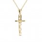 Solid 10k Yellow Gold 0.15Ct Round Cut Diamond  Cross Pendant Necklace HI I2