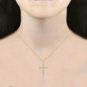 Solid 10k Yellow Gold 0.15Ct Round Cut Diamond  Cross Pendant Necklace HI I2