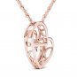Solid 10k Rose Gold 0.04 Ct Round Cut Diamond Heart Beat Pendant Necklace HI I2