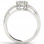 14K White Gold 0.75 Ct Brillant Princess Cut Diamond Two Stone Engagement Ring