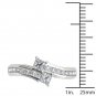 14K White Gold 0.75 Ct Brillant Princess Cut Diamond Two Stone Engagement Ring