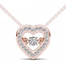 10k Rose Gold 0.20 Ct Natural Round Cut Diamond Heart Pendant Necklace HI I2
