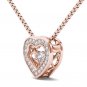 10k Rose Gold 0.20 Ct Natural Round Cut Diamond Heart Pendant Necklace HI I2