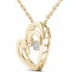 Solid 10k Yellow Gold 0.04Ct Round Cut Diamond Heart Beat Pendant Necklace HI I2