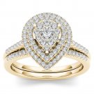 0.50 Ct 14K Yellow Gold Round Cut Diamond Pear Shaped Halo Engagement Ring 0.50 Ct 14K Yellow Gold Round Cut Diamond Pear Shaped Halo Engagement Ring