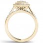 0.50 Ct 14K Yellow Gold Round Cut Diamond Pear Shaped Halo Engagement Ring