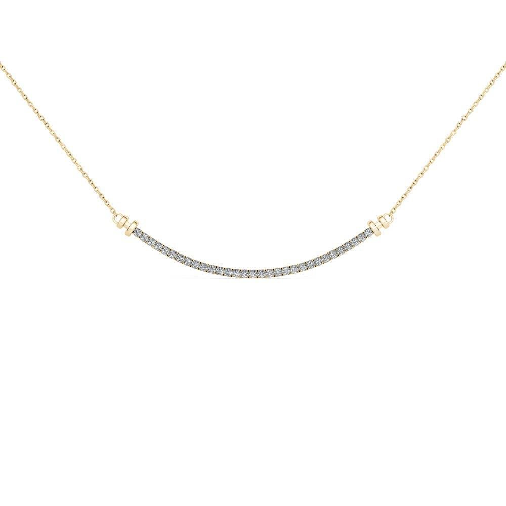 Natural 10k Yellow Gold 0.25Ct Round Cut Solid Diamond Bar Necklace HI I2