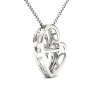 10k White Gold 0.15 Ct Round Cut Diamond Dual Heart Beat Pendant Necklace HI I2