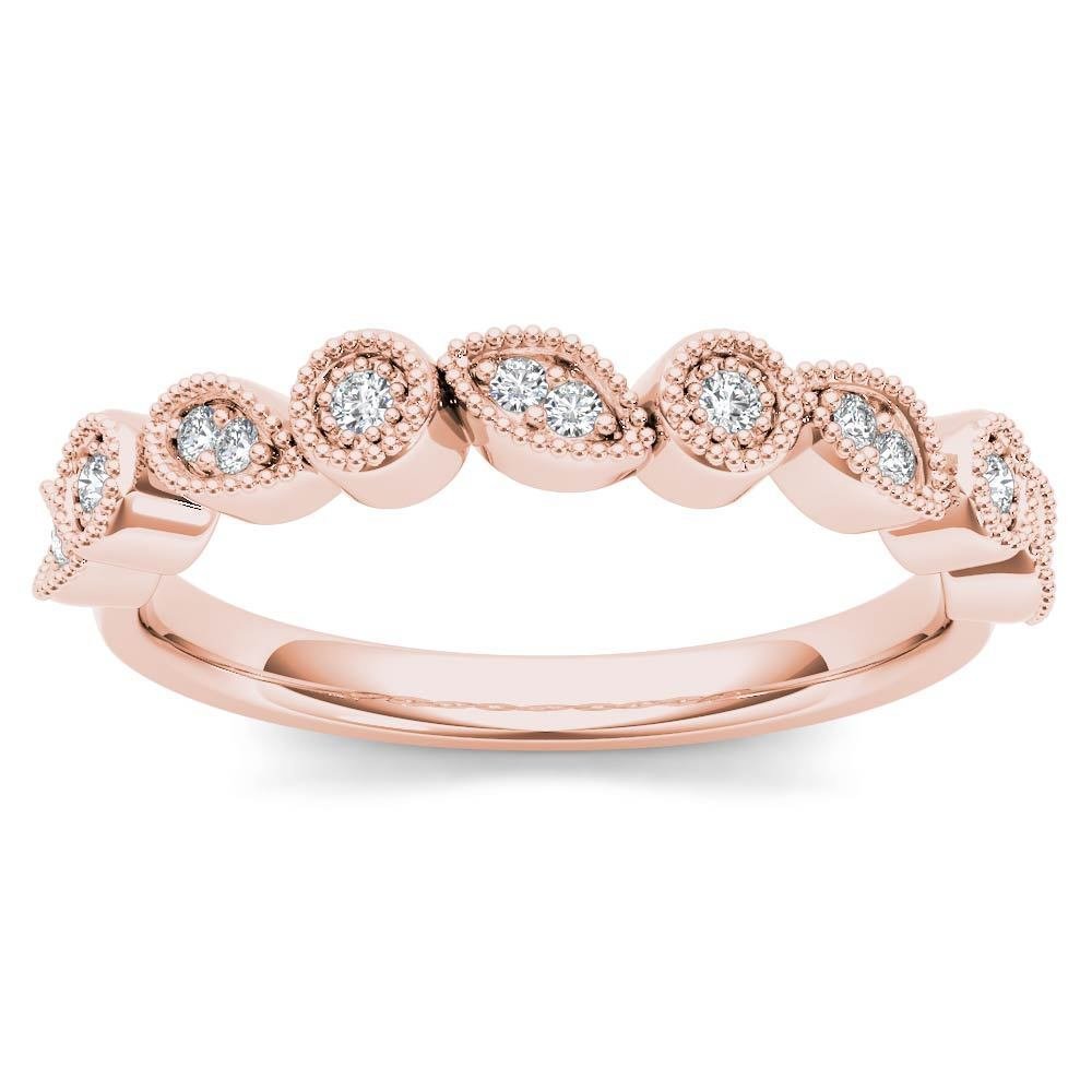 10K Rose Gold 0.10 Ct Brillant Round Cut Diamond Wedding Band