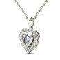 10k White Gold 0.33 Ct Round Cut Diamond Dual Heart Beat Pendant Necklace HI I2